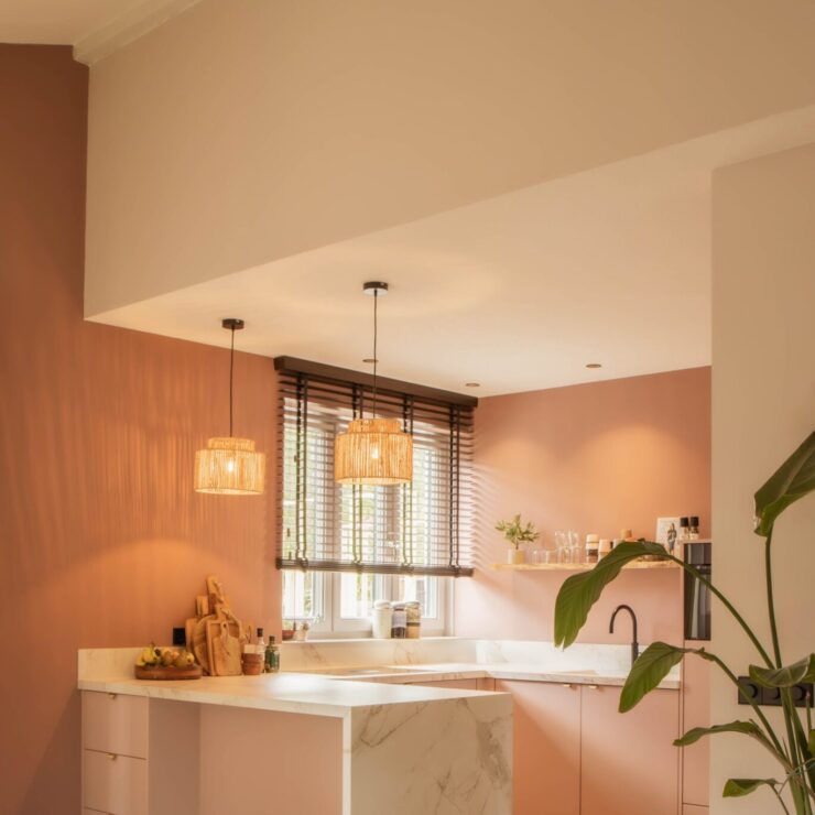 Moderne roze keuken