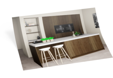 houten keuken met bar