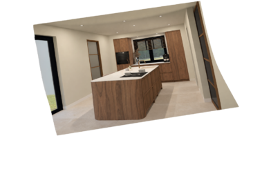 Noten houten ronde keuken