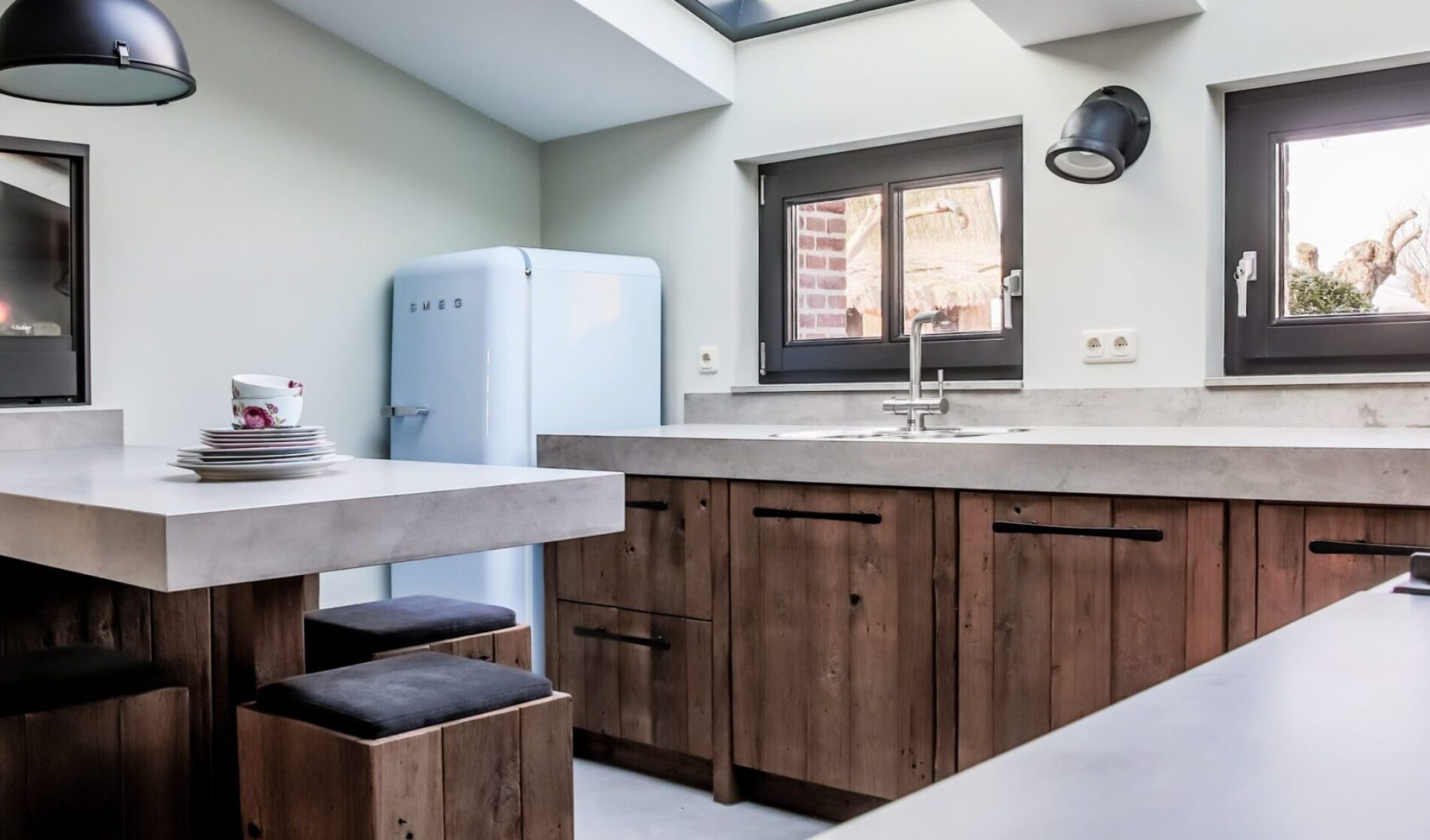 houten keuken met dik werkblad