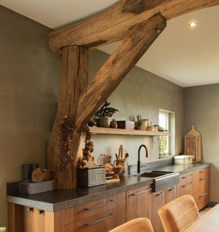 rustieke keuken met houten balken