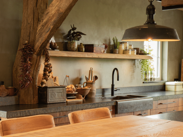 rustieke keuken met robuust keukenblad