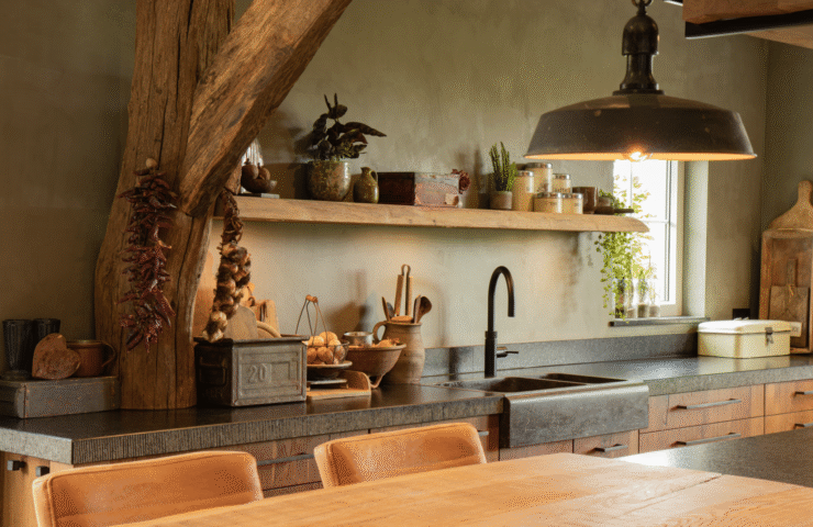 rustieke keuken met robuust keukenblad